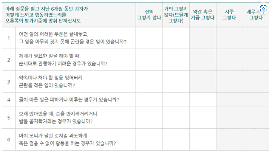 ADHD 자가진단